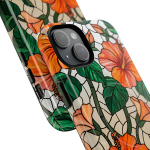 Hibiscus Stained Glass Tough Magnetic Phone Case - Mobile Cases