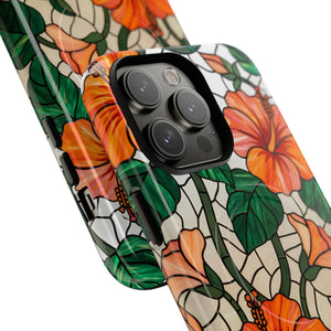 Hibiscus Stained Glass Tough Magnetic Phone Case - Mobile Cases