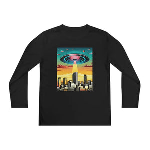 Ufo in the City Youth Long Sleeve Tee High Rise Buildings - Dipaliz - T-shirts