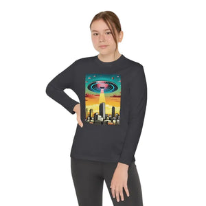 Ufo in the City Youth Long Sleeve Tee High Rise Buildings - Dipaliz - T-shirts