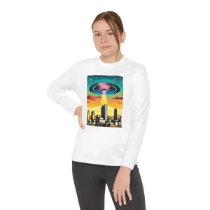 Ufo in the City Youth Long Sleeve Tee High Rise Buildings - Dipaliz - T-shirts