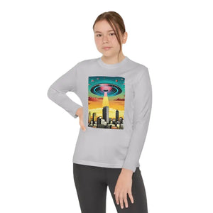 Ufo in the City Youth Long Sleeve Tee High Rise Buildings - Dipaliz - T-shirts