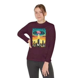 Ufo in the City Youth Long Sleeve Tee High Rise Buildings - Dipaliz - T-shirts