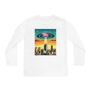 Ufo in the City Youth Long Sleeve Tee High Rise Buildings - Dipaliz - T-shirts