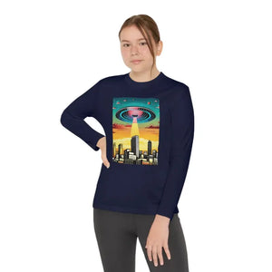 Ufo in the City Youth Long Sleeve Tee High Rise Buildings - Dipaliz - T-shirts