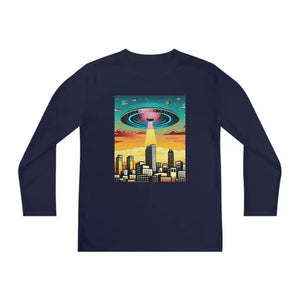 Ufo in the City Youth Long Sleeve Tee High Rise Buildings - Dipaliz - T-shirts