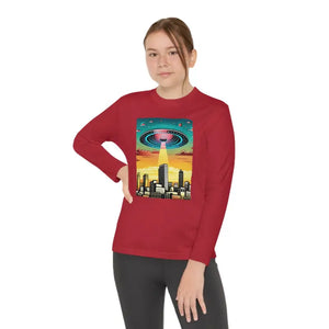 Ufo in the City Youth Long Sleeve Tee High Rise Buildings - Dipaliz - T-shirts