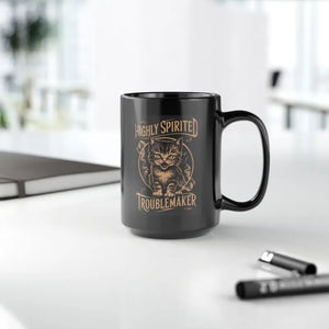 Highly Spirited Troublemaker Black Ceramic Mug - Bold Style - Dipaliz - 15oz - Mugs