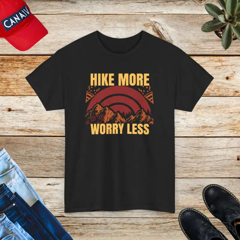 Unisex Hike More Worry Less Cotton Tee - your Adventure Staple - Black / s T-shirt