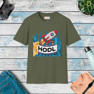 Unique Hodl Gang Rocket Design Unisex Crypto Tee - Dipaliz - Military Green / s - T-shirts