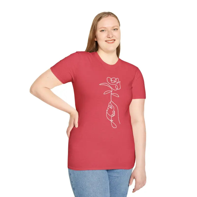 Unisex Softstyle T-shirt with Rose Flower Vibe - T-shirt