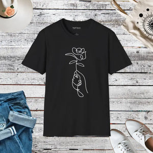 Rose Flower T-shirt - Bold Graphic Comfort Tee - Dipaliz - Black / s - T-shirts