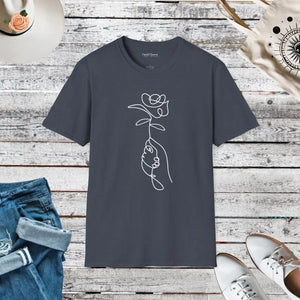 Rose Flower T-shirt - Bold Graphic Comfort Tee - Dipaliz - Heather Navy / s - T-shirts