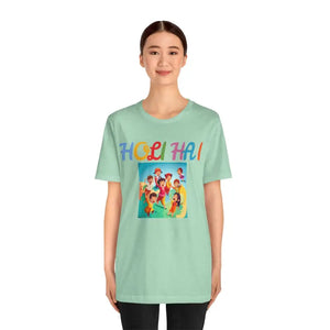 Holi Hai Jersey Short Sleeve Tee - Vibrant Festival Style - Dipaliz - Heather Mint / s - T-shirts