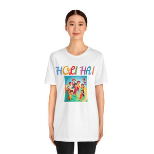 Holi Hai Jersey Short Sleeve Tee Vibrant Festival Colors - Dipaliz - White / s - T-shirts