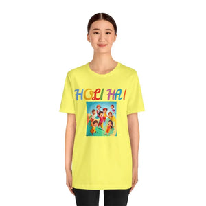 Holi Hai Jersey Short Sleeve Tee - Vibrant Festival Style - Dipaliz - Yellow / s - T-shirts