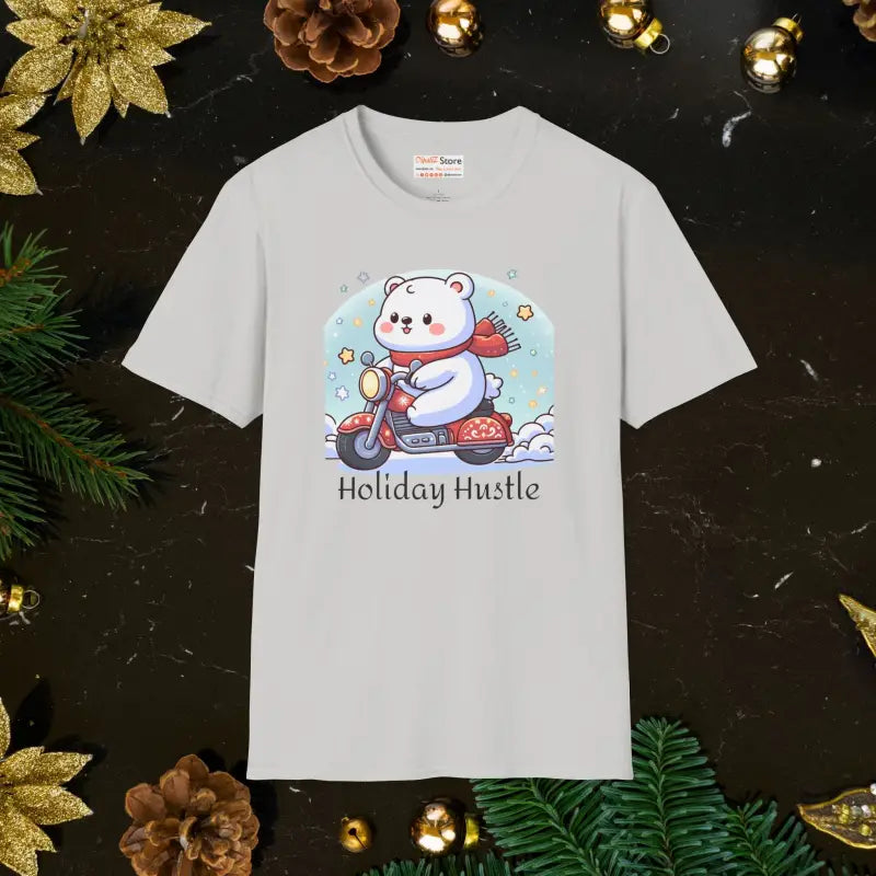 Get Festive: Holiday Hustle Polar Bear Scooter Tee - Ice Grey / s T-shirt