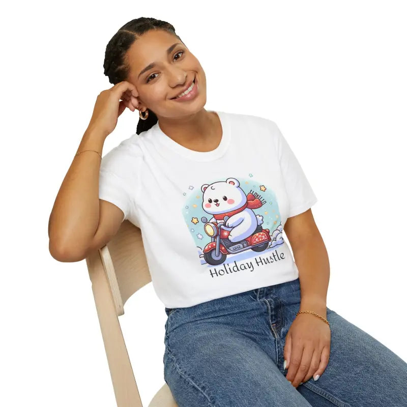 Get Festive: Holiday Hustle Polar Bear Scooter Tee - T-shirt