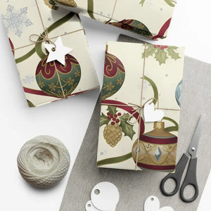 Ornament Gift Wrap Paper Vintage Holiday Design by Dipaliz - Wrapping