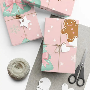 Gingerbread Gift Wrap - Pink Holiday Paper - Dipaliz - Wrapping