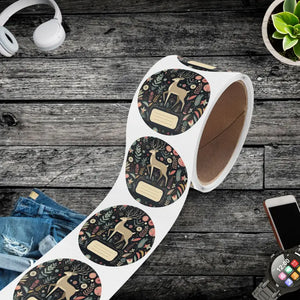 Holiday Season Reindeer Sticker Label Rolls Heat Resistant - Dipaliz - 2’’ × / 50 Pcs / Glossy - Labels & Tags