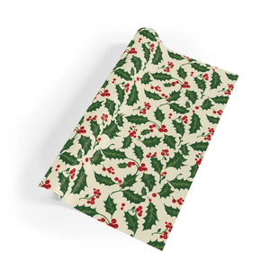 Classic Holly Pattern Satin Gift Wrapping Paper - Dipaliz