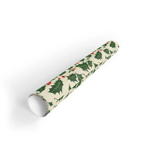 Classic Holly Pattern Satin Gift Wrapping Paper - Dipaliz
