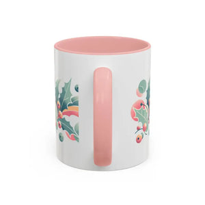 Holly Leaves Accent Mug with Ergonomic C-shaped Handle - Dipaliz - Mugs