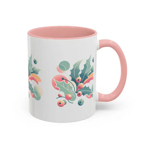 Holly Leaves Accent Mug with Ergonomic C-shaped Handle - Dipaliz - Mugs