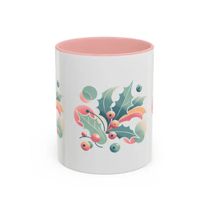Holly Leaves Accent Mug with Ergonomic C-shaped Handle - Dipaliz - Mugs