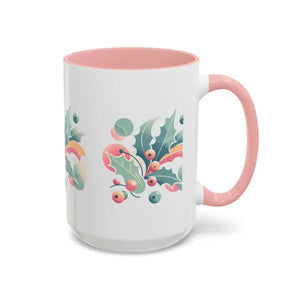 Holly Leaves Accent Mug with Ergonomic C-shaped Handle - Dipaliz - Mugs