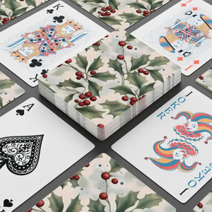 Festive Holly Leaves Poker Playing Cards - Dipaliz - 2.5’’ x 3.5’’ / White / Semi Glossy - Card Games