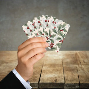 Festive Holly Leaves Poker Playing Cards - Dipaliz - 2.5’’ x 3.5’’ / White / Semi Glossy - Card Games