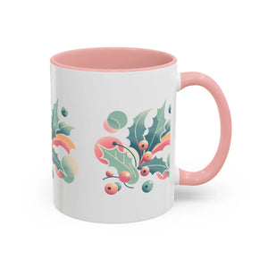 Festive Holly Leaves Accent Mug - Morning Ritual - Dipaliz - Mugs