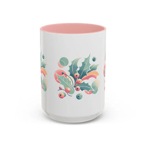 Festive Holly Leaves Accent Mug - Morning Ritual - Dipaliz - Mugs