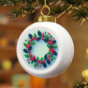 Exquisite Christmas Ball – Holly Leaves Ceramic - Dipaliz - Holiday Ornaments