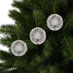 Holly Leaves Ceramic Ornaments - Double Sided Holiday Decor - Dipaliz
