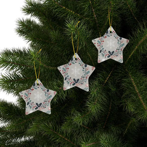 Holly Leaves Ceramic Ornaments - Double Sided Holiday Decor - Dipaliz