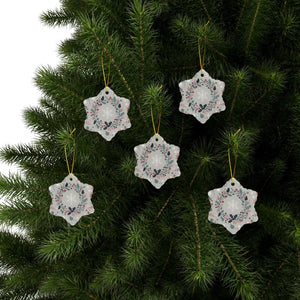 Holly Leaves Ceramic Ornaments - Double Sided Holiday Decor - Dipaliz