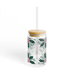 Sipper Glass with Gasket-push Bamboo Lid - Holiday Design - Dipaliz - Tumblers