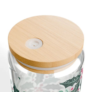 Sipper Glass with Gasket-push Bamboo Lid - Holiday Design - Dipaliz - Tumblers