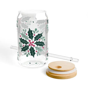 Sipper Glass with Gasket-push Bamboo Lid - Holiday Design - Dipaliz - Tumblers