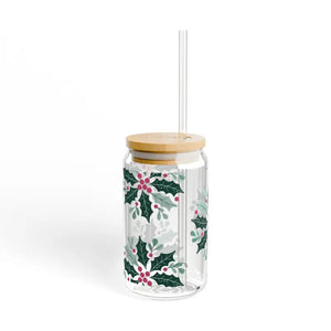 Sipper Glass with Gasket-push Bamboo Lid - Holiday Design - Dipaliz - Tumblers