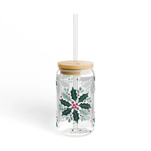 Sipper Glass with Gasket-push Bamboo Lid - Holiday Design - Dipaliz - Tumblers
