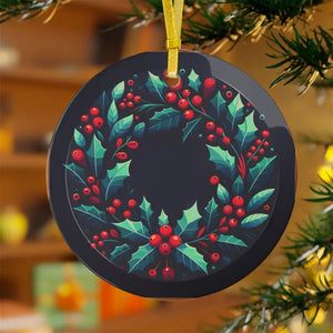 Dazzling Glass Ornaments with Vibrant Holly Leaves - Dipaliz - Holiday