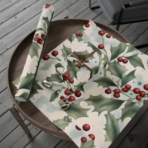 Gift Wrap Papers - Holly Leaves Red Berries Christmas - Dipaliz - Wrapping Paper