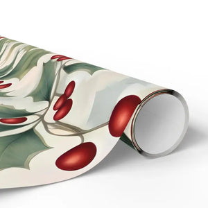 Gift Wrap Papers - Holly Leaves Christmas Design - Dipaliz - Wrapping Paper