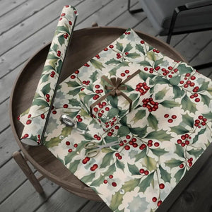 Gift Wrap Papers - Holly Leaves Christmas Design - Dipaliz - Wrapping Paper