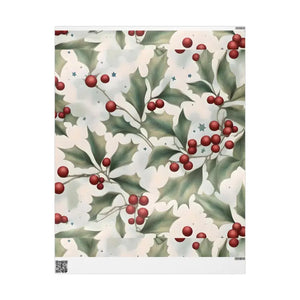 Gift Wrap Papers - Holly Leaves Red Berries Christmas - Dipaliz - 30’’ x 36’’ / Glossy - Wrapping Paper