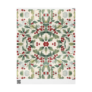 Gift Wrap Papers - Holly Leaves Christmas Design - Dipaliz - 30’’ x 36’’ / Glossy - Wrapping Paper
